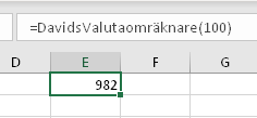 Davids valutaomräknare som lambda, som den sedan används i en cell