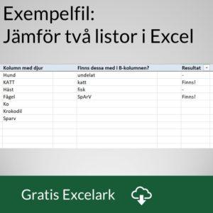 Jämför två listor i Excel