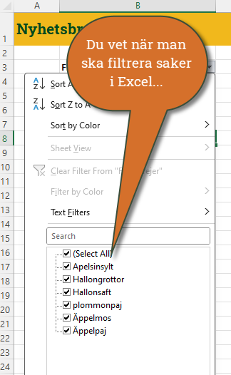 Filer i Excel bild 1 av David Stavegard