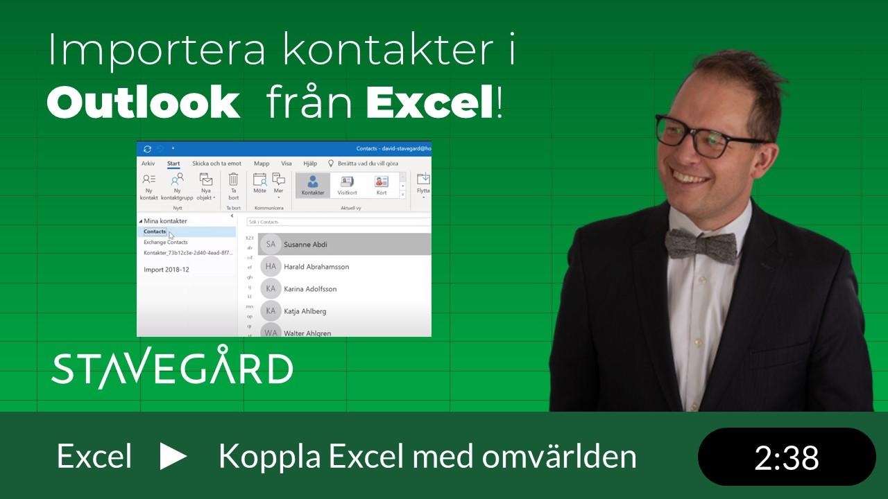 Importera kontakter i Outlook från Excel