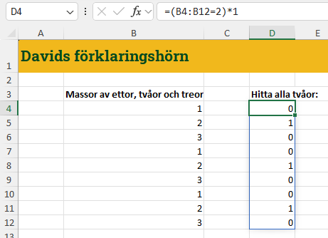 Produktsumma matrisjamforelse steg 2