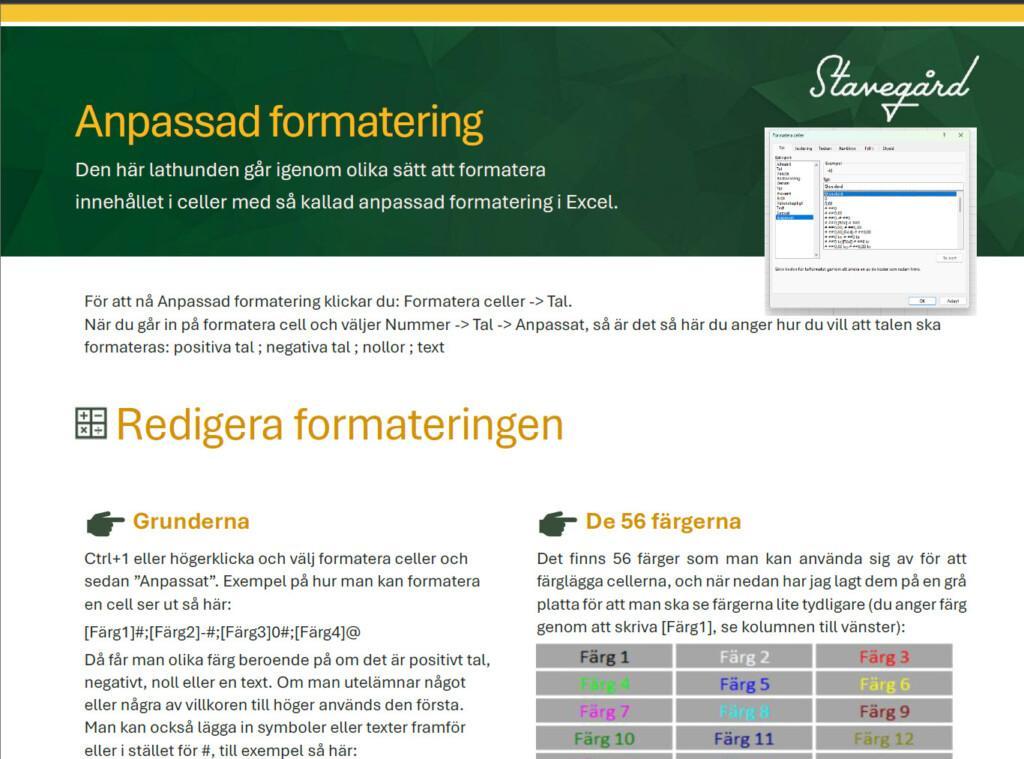 anpassad formatering 2 1