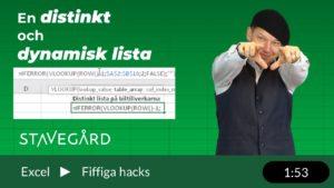 dynamisk och distinkt lista i Excel