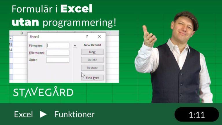 Formulär utan programmering i Excel!