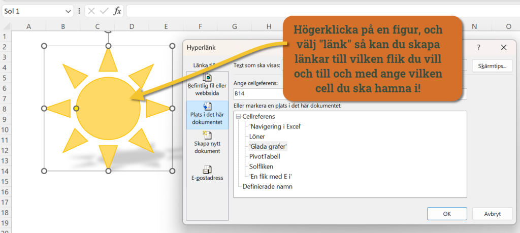 skapa lankar i Excel