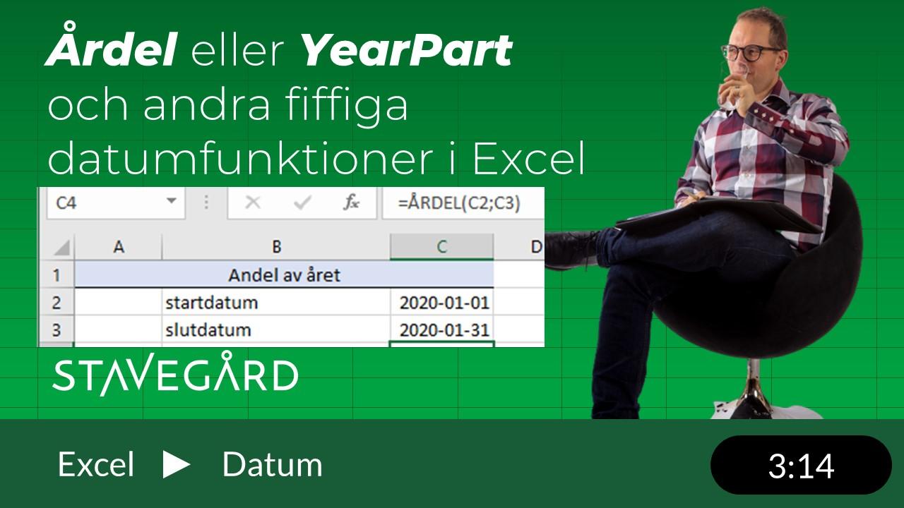 Årdel och andra bra datumfunktioner i Excel