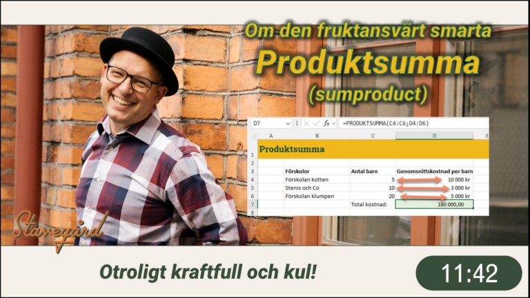 produktsumma eller sumproduct i Excel är världens coolaste funktion!